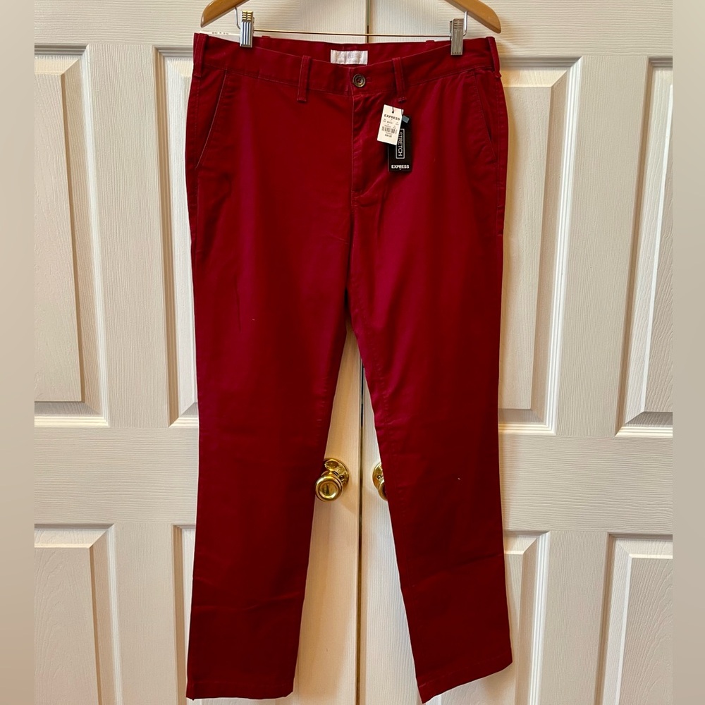 Express Men's Deep Red Slim Fit Hayden Pants 34x32